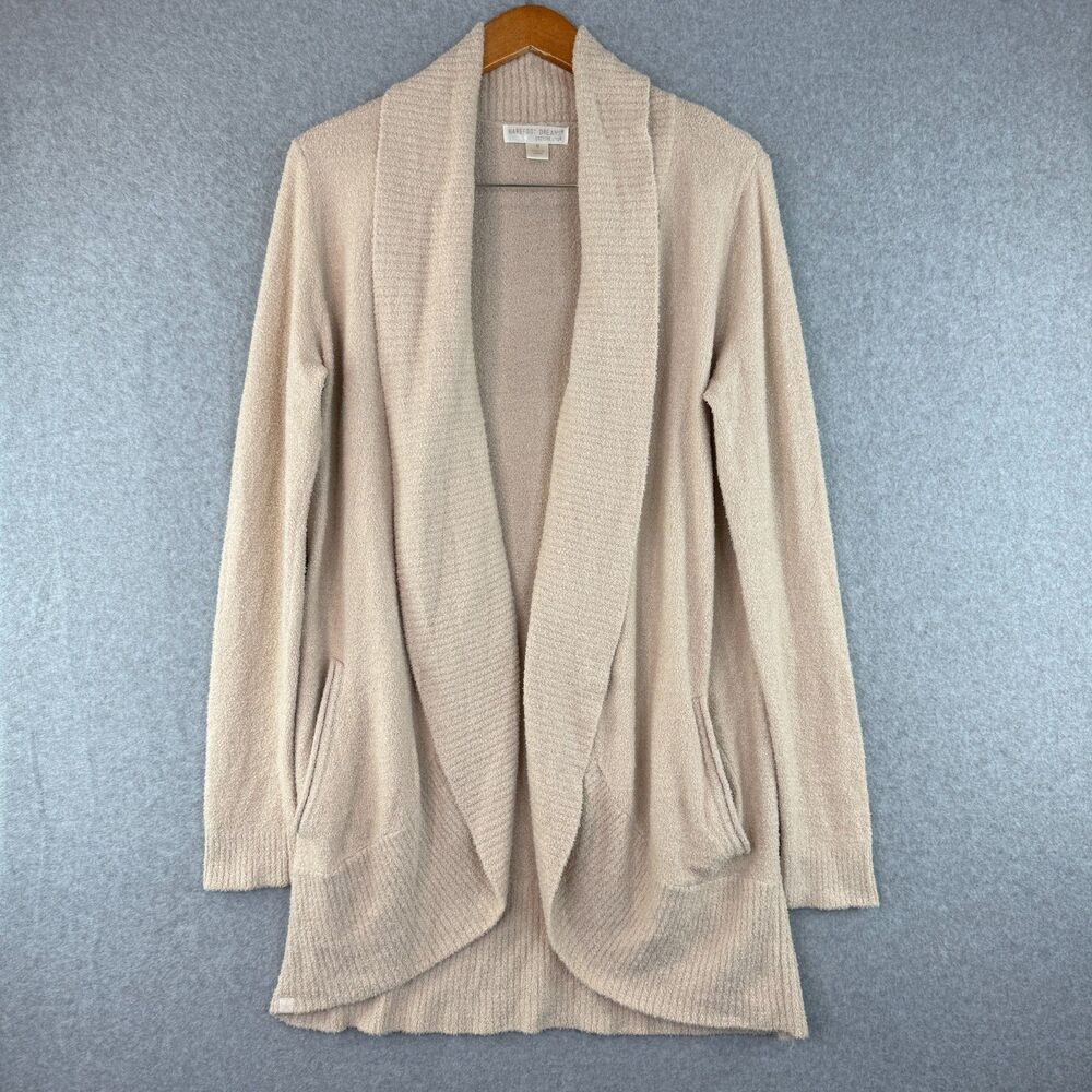 Barefoot Dreams Tan Sweater Cardigan Women's M Open Front CozyChic Lite Lounge
